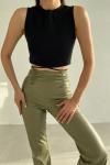 Tina Bel Bağlamalı Örme Triko Crop Siyah