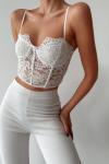 Calita Poliamid Dantelli Crop top Beyaz