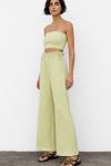 Kety Pantolon+Crop Rahat Kalıp Bohem Takım Yeşil