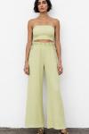 Kety Pantolon+Crop Rahat Kalıp Bohem Takım Yeşil